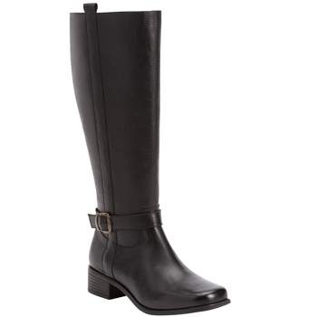 Comfortview Wide Width Donna Wide Calf Leather Boot Tall Knee High Women's Winter Shoes