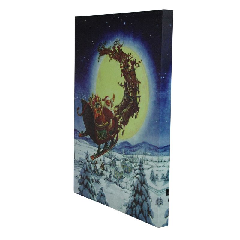 Northlight LED Back Lit Flying Santa Claus and Sleigh Christmas Wall Art 19.75" x 15.75", 2 of 5