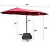 Sevobal Patio Umbrellas Large Double-Sided Rectangular Outdoor Twin Patio Market Umbrella With Light And Base, Red, 180"*180"*80.4" - 3 of 4