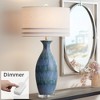 Possini Euro Design Annette Coastal Table Lamp 38" Tall Blue Ceramic Drip Vase with Table Top Dimmer Off White Oval Shade for Bedroom Living Room Home - 2 of 4