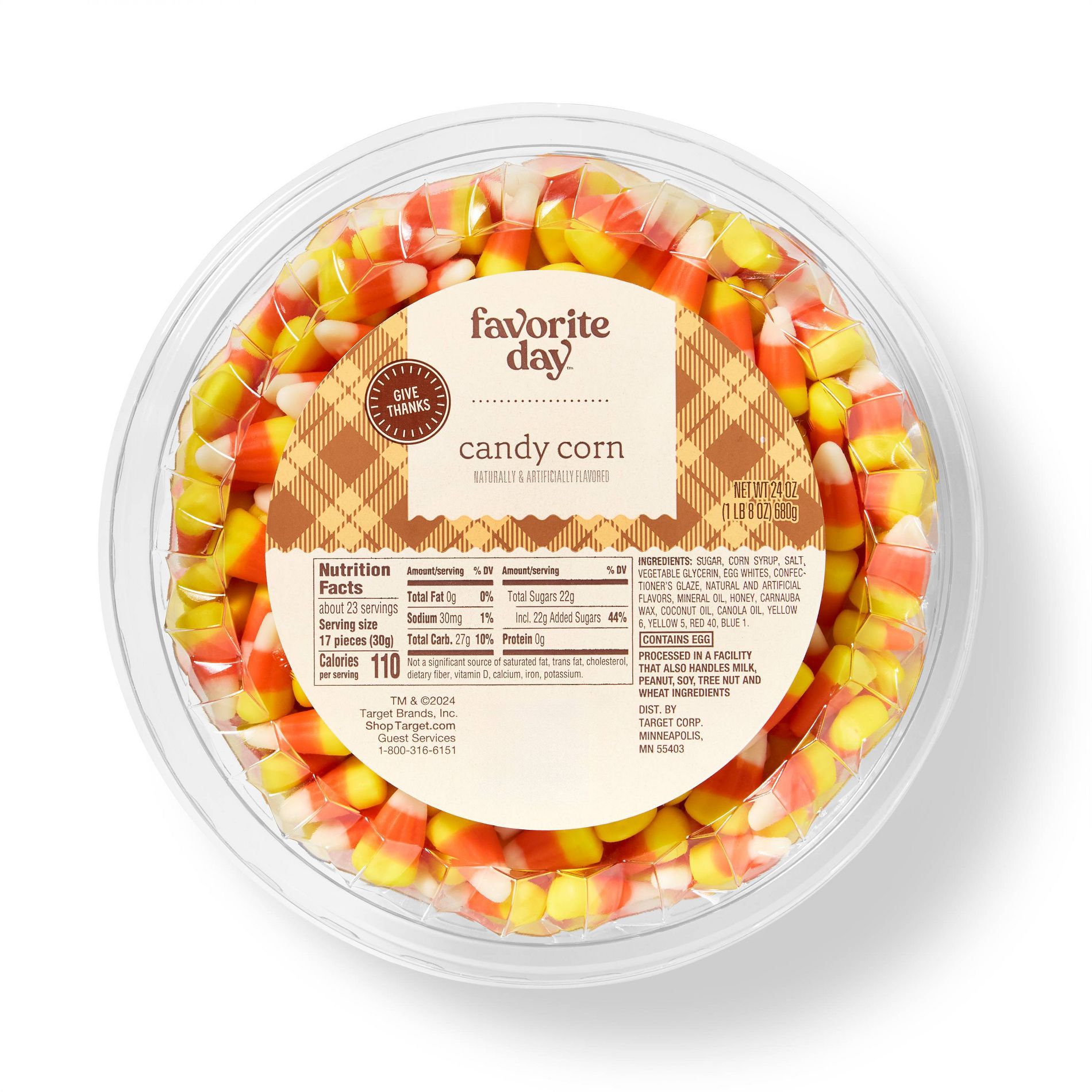 Fall Harvest Candy Corn Tub Halloween Candy - 24oz - Favorite Day™