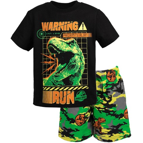 Jurassic World Dinosaur T-rex Toddler Boys Graphic T-shirt French Terry  Shorts Outfit Set Camo Black / Green 3t : Target