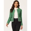 INSPIRE CHIC Women's Long Sleeve Open Front Work Office Short Plaid Tweed Blazer - 3 of 4