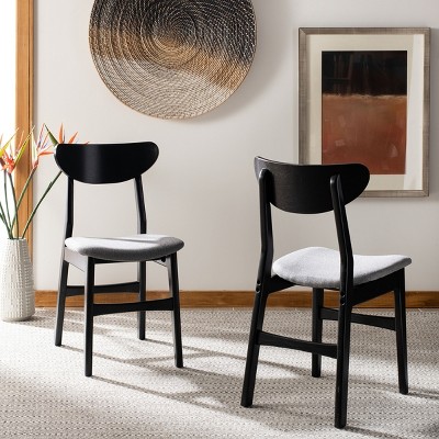Lucca Black Wood Side Chair with Grey Cushion