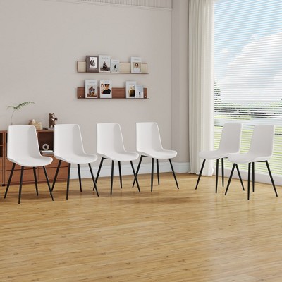 LOVMOR 6-piece artificial leather backrest cushion dining chair