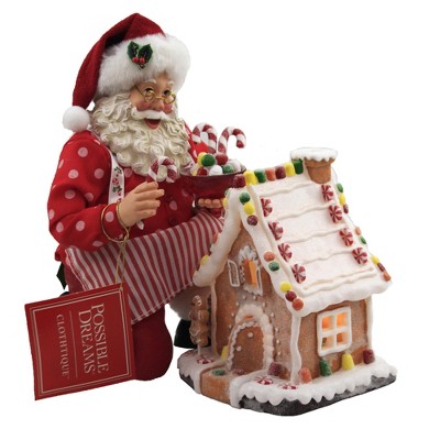 Possible Dreams 8.5" Gingerbread House Kit Santa Clothtique  -  Decorative Figurines