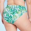 Women's High Waist High Leg Extra Cheeky Bikini Bottom - Shade & Shore™ Green Tropical Print - 2 of 3