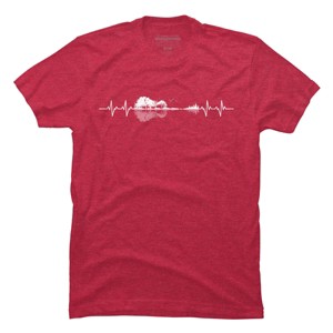 Men's Design By Humans Nature Guitar Heart Beat By Maryedenoa T-Shirt - 1 of 2