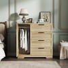 43.3'' Wooden Wardrobe Cabinet w/ Door, 4 Drawers & Hanging Rod - Dresser for Bedroom, Laundry, Cloakroom - 3 of 4