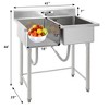 Garvee Freestanding Sink, Commercial Stainless Steel Sink,Compartment Sink, Prep & Utility Sink for Home, Restaurant, Laundry, Garage, Outdoor - 4 of 4