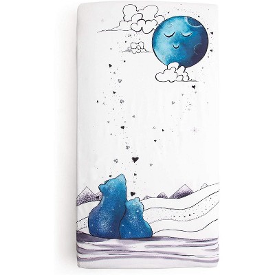 JumpOff Jo Fitted Crib Sheet - Minky Crib Sheet for Standard Sized Crib Mattresses - Hypoallergenic and Waterproof - 28 x 52 Inches - Blue Bear