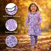 The Pink Picket Fence - Suzie Dinosaur Hoodie, Dress, and Leggings Set in Purple - Hand Painted Dino Print Turned Pattern Repeat - 3 of 4