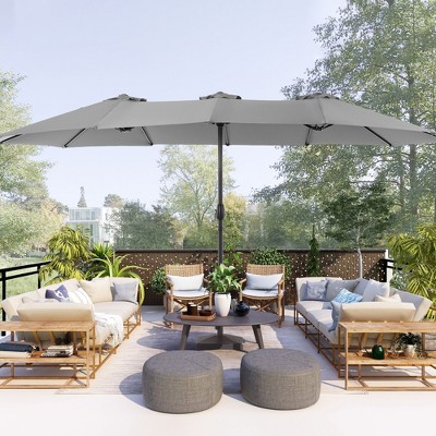 Sonkuki 15x9ft Double-Sided Patio Umbrella Aluminum with Large Canopy