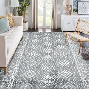 Machine Washable Area Rug Modern Geometric Indoor Floor Carpet Non Slip Backing Rug Low Pile Area Rugs for Living Room Bedroom Nursery Dorm - 1 of 4