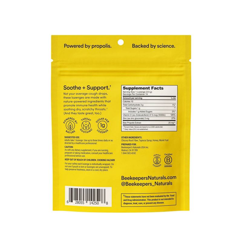 Beekeepers Naturals Propolis Soothing Lozenges - Honey - 14ct, 3 of 5