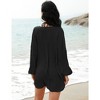 Women's Swimsuit Cover Up Shirts Summer Long Sleeve Button Down Bikini Beachwear Beach Bathing Suit Shirt - image 4 of 4