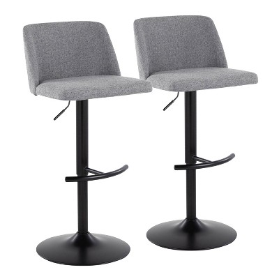 LumiSource Set of 2 Toriano Adjustable Swivel Barstools