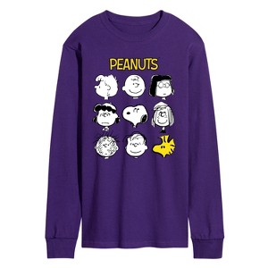 Men's - Peanuts - Many Faces Of Snoopy And Friends Long Sleeve Graphic T-Shirt - 1 of 3