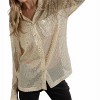 Women's Sequin Semi Sheer Button Down Top - Kiwi - 2 of 4