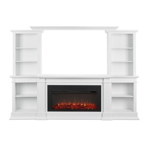 Monte Vista 108" Landscape Electric Fireplace TV Stand in White by Real Flame - 1 of 4
