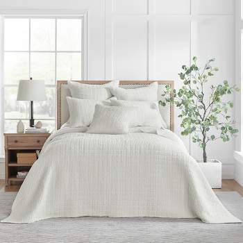 Mills Waffle Cream Bedspread Set - Twin Bedspread and One Standard Pillow Sham - Levtex Home