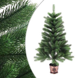 vidaXL Christmas Tree Artificial Xmas Tree with Needle-Shaped Branches Green - 25.6" Green - 1 of 4