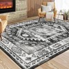 WhizMax Area Rug Chic Vintage Accent Area Rug Soft Thin Foldable Rug for Living Room Bedroom, Green - 2 of 4