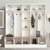 Chic Crate-Wide Hall Tree – Storage Bench/Shoe Cabinet | Cube Storage + 8-Hook Coat Rack | Entryway/Mudroom | White - 2 of 4