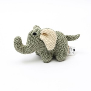 INFURNIC Baby and Toddler Learning Toys Handmade Cotton Knitted Elephant Plush Toy for Gentle Sensory Play Development, Green, 7.5"*3.5"*3" - 1 of 4