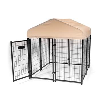 Lucky Dog STAY Series Kennel Outdoor Pet Pen with High Density Waterproof Polyester Roof Cover w/ UPF 50 Plus Protection