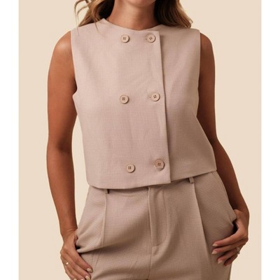 Women's Whitney Gingham Buttoned Vest - needii