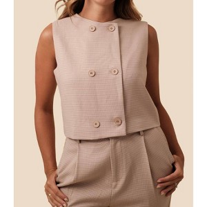 Women's Whitney Gingham Buttoned Vest - needii - 1 of 4