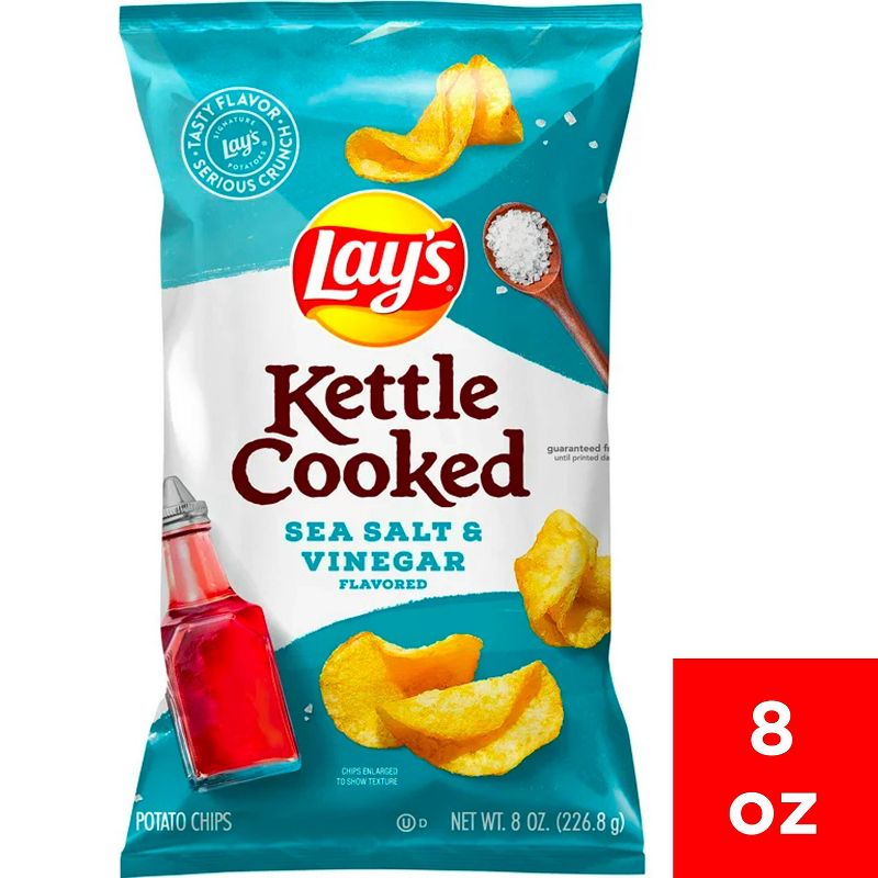 Lay's Kettle Cooked Sea Salt & Vinegar Potato Chips - 8oz, 1 of 5