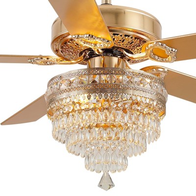 Kviflon 52 inch Crystal Ceiling Fan with Light