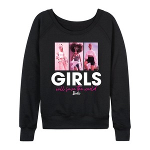 Women's - Barbie - Girls Will Save The World Lightweight French Terry Slouchy - 1 of 4