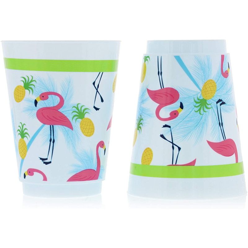 Blue Panda 16 Packs Plastic 16 oz Party Cups Tropical Flamingo Reusable Tumblers for Kids Girls Birthday Parties, 2 of 5