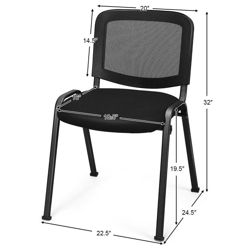 Costway Set of 5 Conference Chair Mesh Back Office Waiting Room Guest Reception Black, 3 of 11