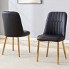 Lyngins Modern Armless Dining Chair Set of 4, PU Leather Kitchen Chair with Thickened Cushion, Living Room Chair with Golden Metal Legs - 2 of 4