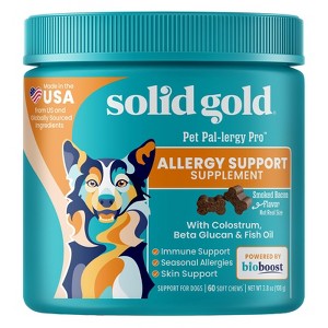Solid Gold Pet Pal-Lergy Pro™, Allergy Support Supplement, For Dogs, Smoked Bacon, 60 Soft Chews, 3.8 oz (108 g) - 1 of 4