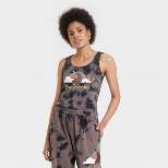Women's Afro Unicorn Graphic Tank Top - Brown Tie-Dye