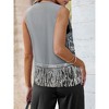 Nlife Women's Solid Color Sparkly Sequin Fringed Trim Sleeveless Glitter Jacket - 3 of 4