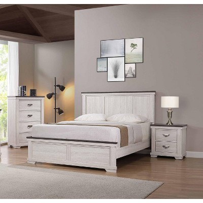 Vynxaria Farmhouse Four Drawer Chest Beige Rustic Finish Solid Wood Bedroom Storage Chest Wooden Furniture
