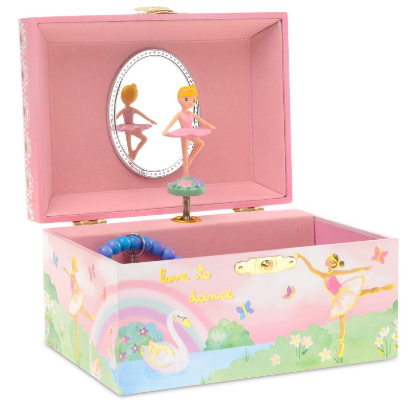 Jewelkeeper Girl's Musical Jewelry Storage Box with Spinning Ballerina Figurine, Pink, 1 of 5