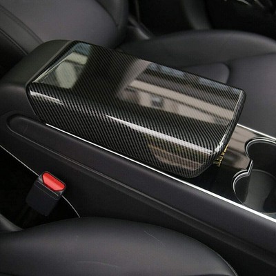 1 paint central armrest box cover, carbon fiber decorative stickers, car interior modification, suitable for most vehicles