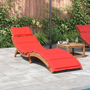 vidaXL Sun Lounger with Cushion Red Solid Wood Acacia - 1 of 4