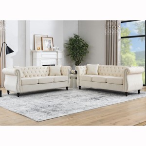 TiramisuBest 3-seater + 3-seater Combination sofa,Beige - 1 of 4