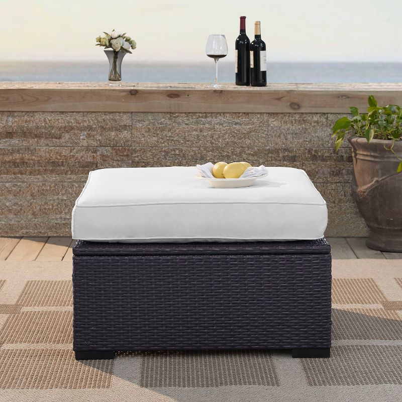 Biscayne Outdoor Wicker Ottoman - White - Crosley, 4 of 10