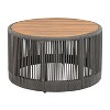 MOEPISY Outdoor Rattan Rope and Acacia Wood Coffee Table, Rope Grey and Natural Iron - 4 of 4