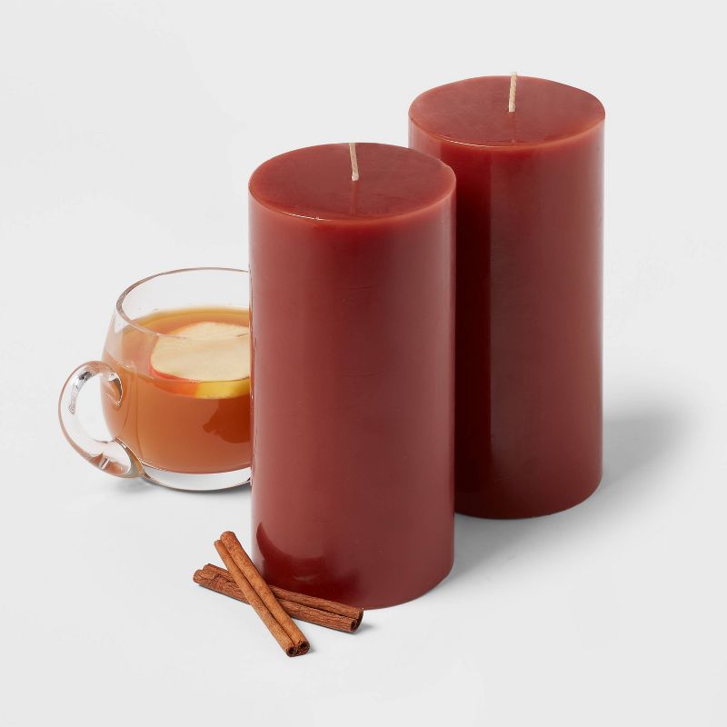 2pk Pillars Warm Cider &#38; Cinnamon Red - Threshold&#8482;, 4 of 6