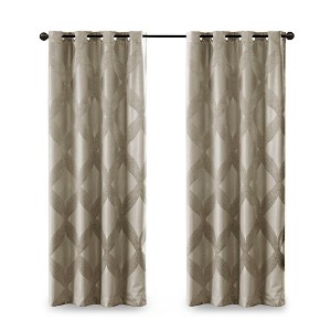 Gracie Mills Eirian Ogee Knitted Jacquard Total Blackout Curtain Panel - 1 of 4